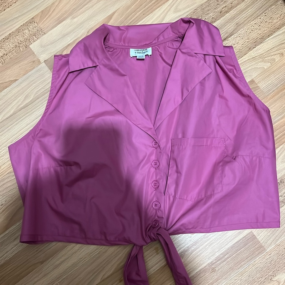 Pink Button up Crop top